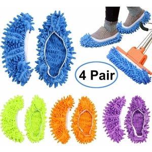 4 Pairs Unisex Washable Dust Mop Slippers Shoes